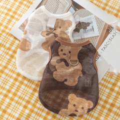 Spring and summer small dog clothes sleeveless mesh bear traction vest thin Teddy Bichon golden retriever big dog clothes
