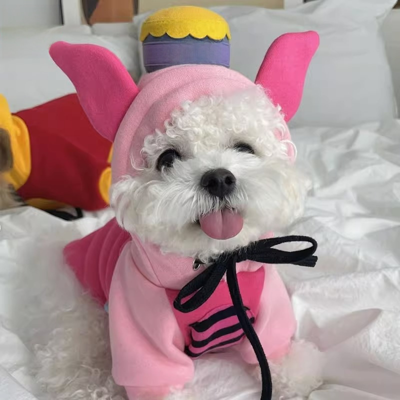 Autumn and winter dog cute and funny piggy transformation costume cat feet warm sweatshirt pet teddy bear clothes