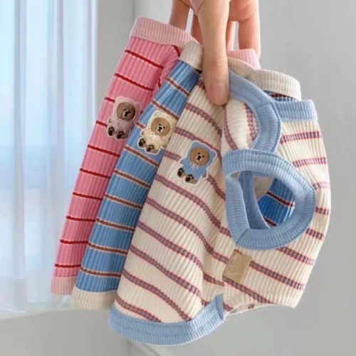 Striped pet vest thin Teddy Bichon Pomeranian Yorkshire terrier small dog cat and dog clothes