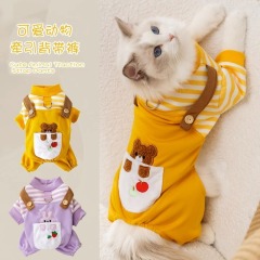 Autumn and winter cat clothes, cute animal four-legged clothes, traction overalls, sweatshirts, thin teddy bear pet clothes