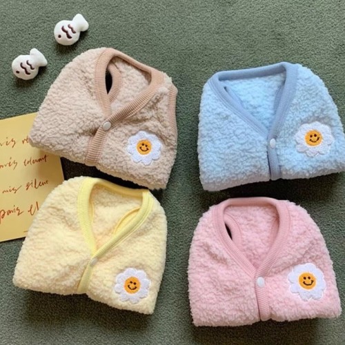 Autumn and winter dog cute macaron color sunflower vest fleece cat feet warm pet milk dog clothes