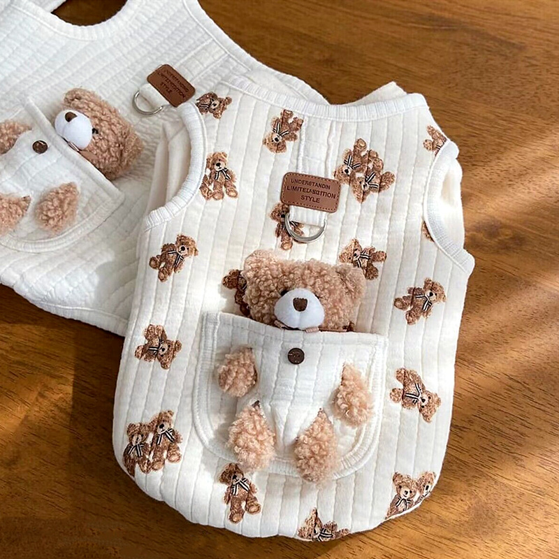 Dog clothes, cotton coats, traction cats, small puppies, Teddy, Bichon, Pomeranian, Rachel, winter clothes, winter