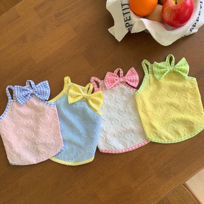 Dog clothes summer small fresh love texture sling Teddy Pomeranian small dog pet cat Korean version sling