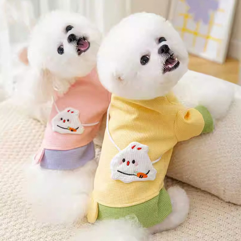 Autumn and winter cute rabbit shoulder bag sweatshirt small dog traction clothes small dog cat dog pet clothes