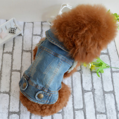 Dog clothes Teddy VIP Bichon pet autumn and winter clothing retro scratch pattern personalized denim vest spring and summer vest