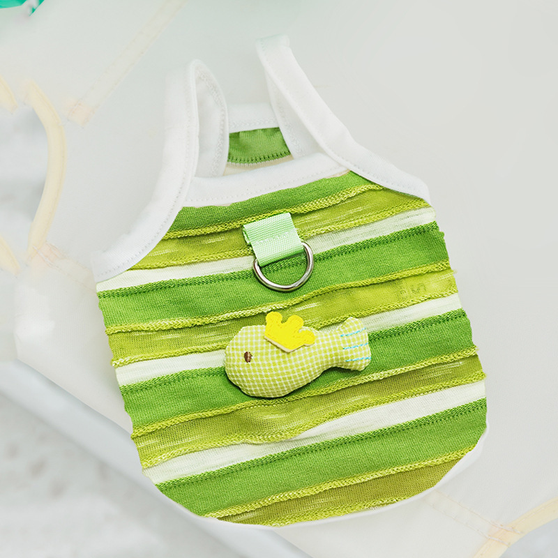 24 new striped fish traction sling dog clothes small dog puppy vest breathable cat clothing
