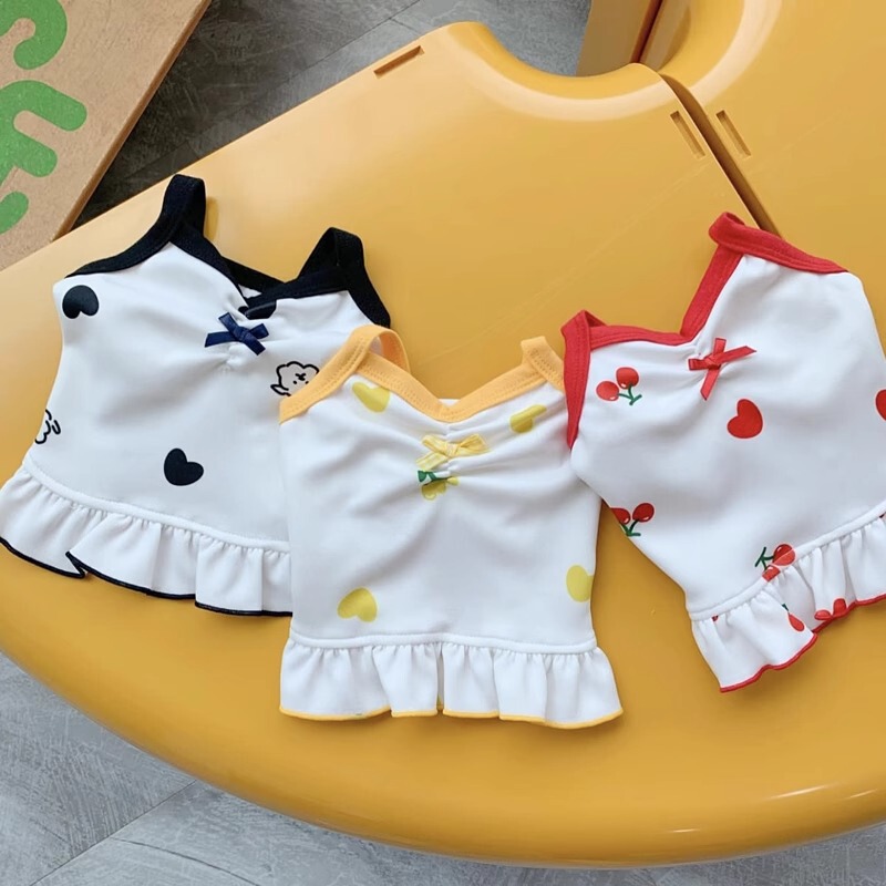 Puppy clothes printed with hearts, waist-cinching suspender dress, Teddy Bichon small dog pet clothes