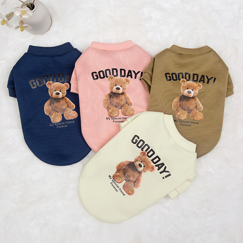 Autumn and winter warm and cute bear Korean style thin velvet sweatshirt dog and cat Teddy pet clothes Bichon clothes