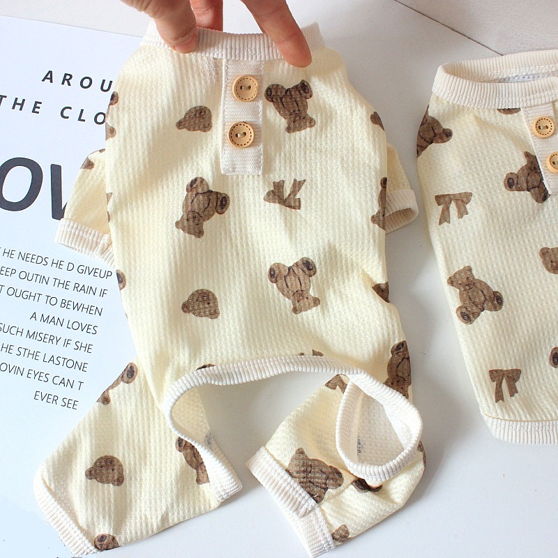 Pet dog vest, pet four-legged thin home clothes, pet clothes, spring and summer pajamas, bear four-legged home clothes