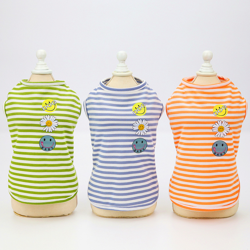 Pet clothes, dog clothes, spring and summer clothes, Teddy dog ​​pet clothes, summer thin section 21 sunflower striped vest