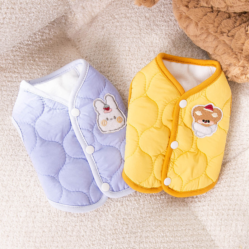 Japanese and Korean cute bear two-legged dog cotton vest cat open warm quilted coat pet little milk dog clothes