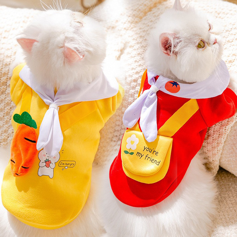 Cat clothes, autumn and winter warm sweatshirt, anti-shedding ragdoll, Garfield bag, small dog pet clothing