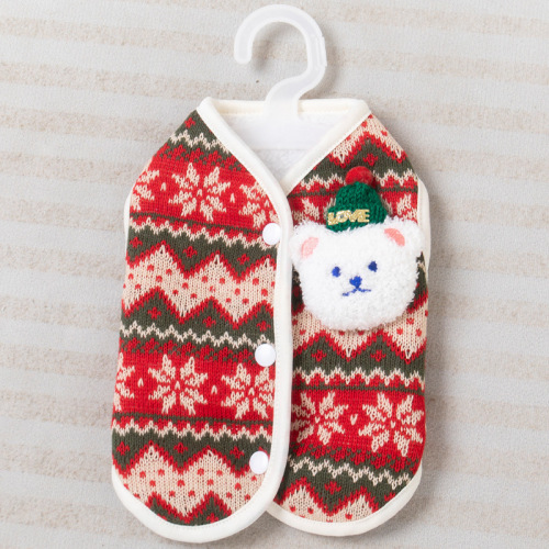 Dog clothes, autumn vertical Christmas bear winter vest, Teddy warm cat clothes, pet clothes