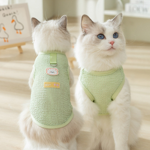 Cute cartoon breathable bear patch cat traction vest two-legged dog pet clothes