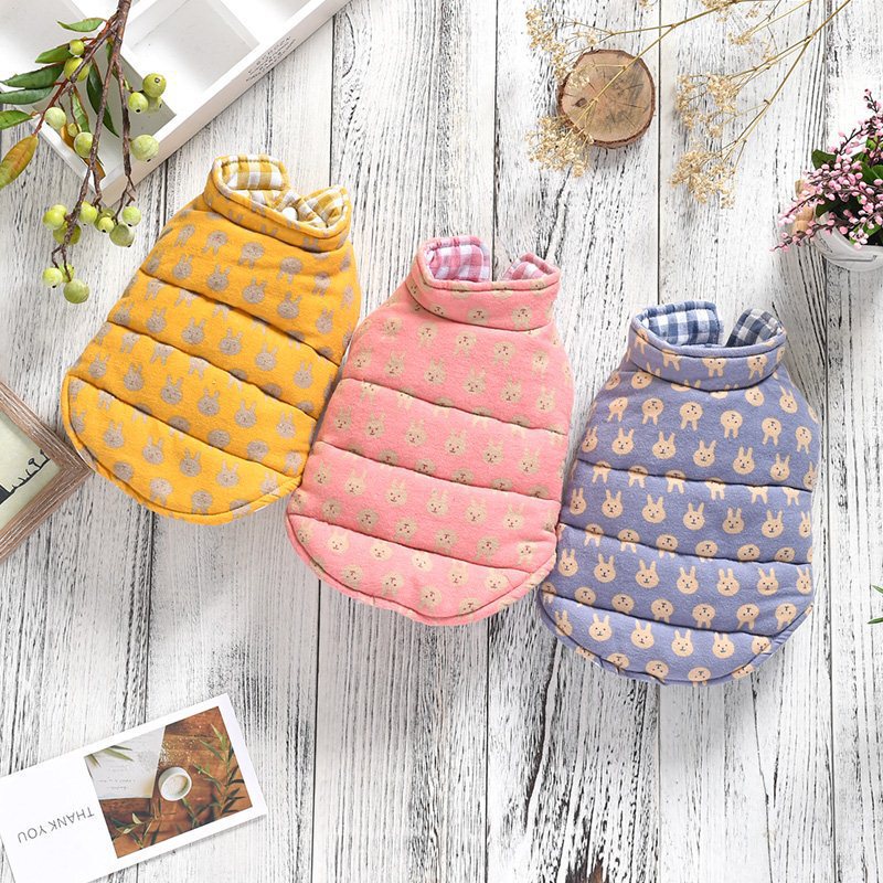 Trendy dog ​​wear, dog reversible vest, pet clothing, cotton sandwich warm coat, winter clothing, Teddy Bichon cotton vest