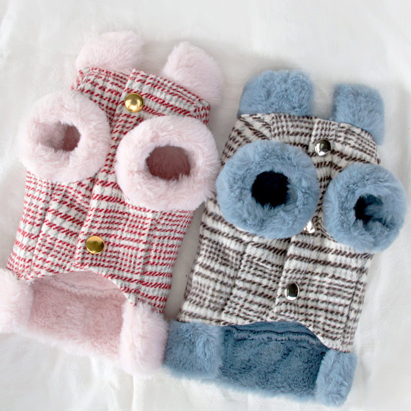 Autumn and winter imitation rabbit fur dog vest for traction plus velvet warm cotton coat for small dogs and cats bipedal pet clothes