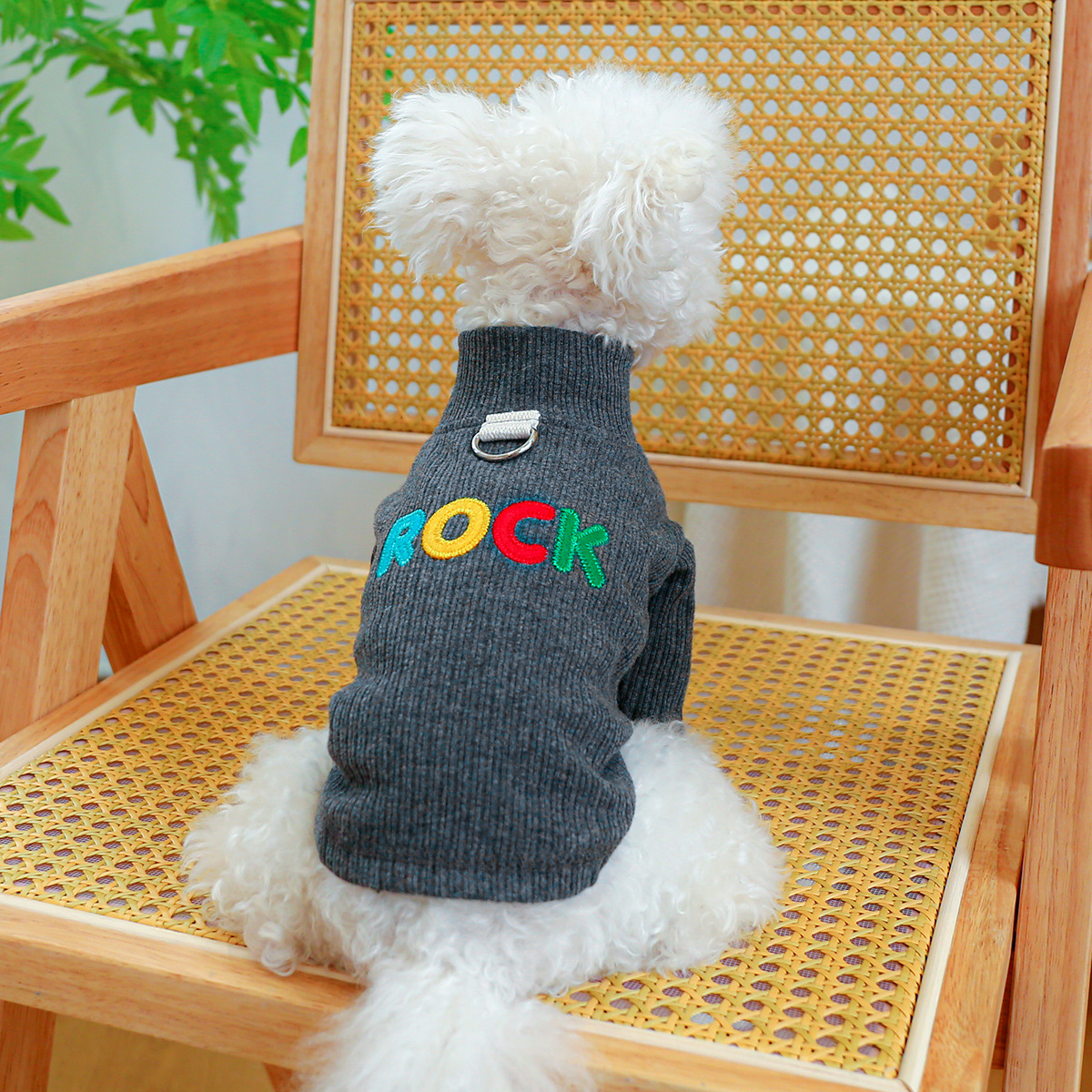 PETCIRCLE pet circle dog and cat clothes with D ring gray comfortable rock bottoming shirt