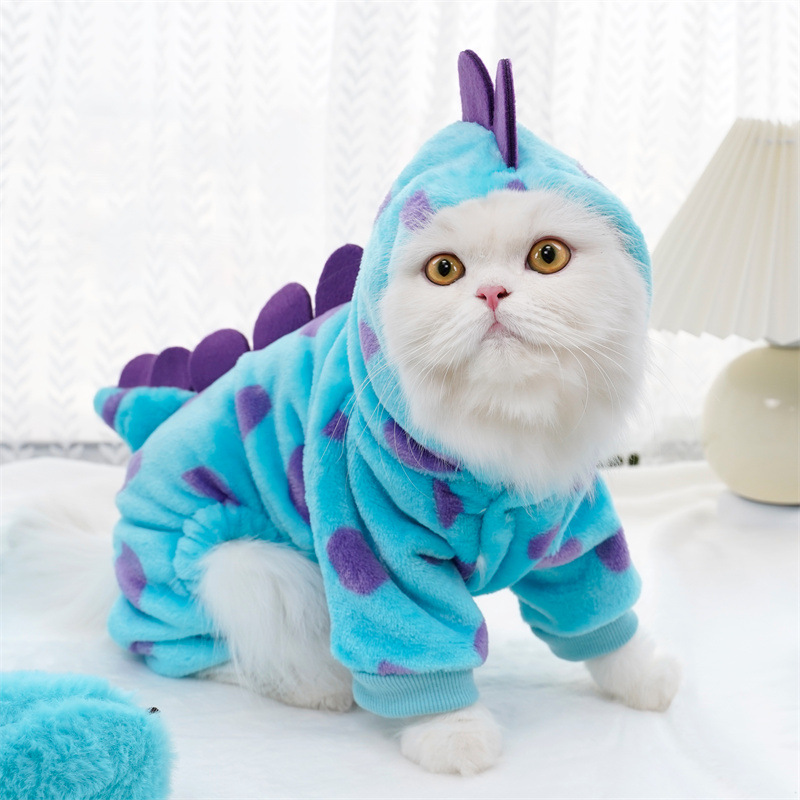 Pet clothes Teddy dog ​​and cat autumn and winter cute thickened four-legged clothes small and medium-sized dogs flannel transformation clothes
