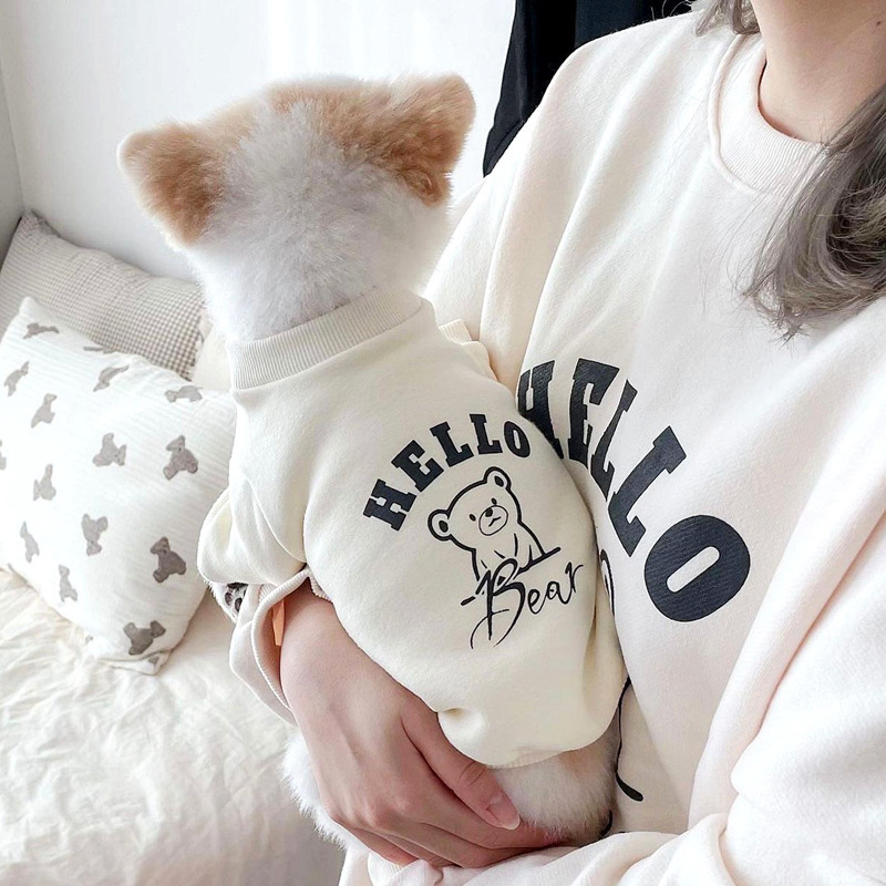 Japanese and Korean spring thin puppy bear printed sweatshirt Teddy Bichon autumn and winter small dog cat pet clothes