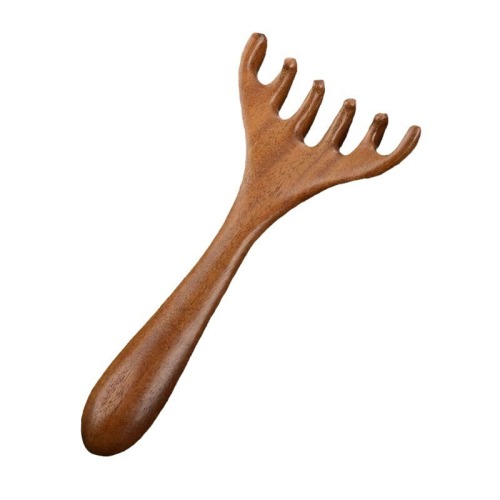 Head Massage Claw, Sandalwood Antler Comb, Scalp Meridian Comb, Scratching Head, Scraping, Health Reinforcement Stick Head Therapy Wooden Comb