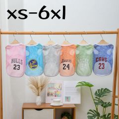 Cat and dog clothes spring and summer mesh vest thin breathable cartoon print vest Bichon Frize Golden Retriever Corgi medium and large dogs