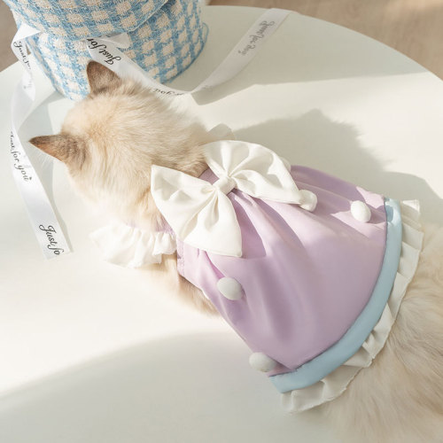Cute princess style cake big bow dress cat feet skirt pet cat clothes