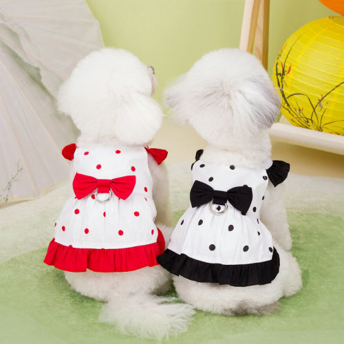 Pet dog clothes, cat clothes, cute clothes, small and medium-sized dogs, breathable 24 pretty clothes, dot skirt