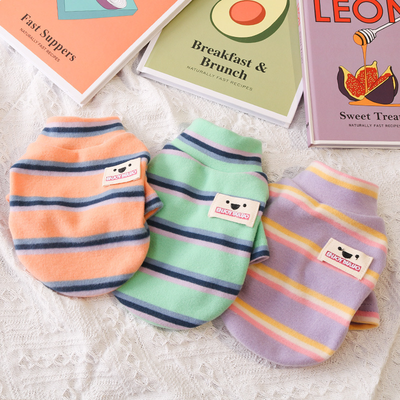 Striped bottoming shirt, dog clothes, pet clothes, cat Bichon Frize, Pomeranian, Schnauzer, small dog clothes
