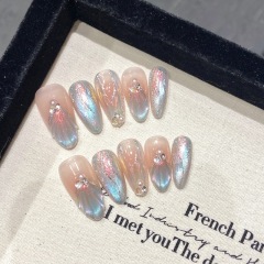 [Mermaid Micro Dream] Purely handmade wearable nails, high-end phototherapy manicure, removable fake nail stickers, whitening effect