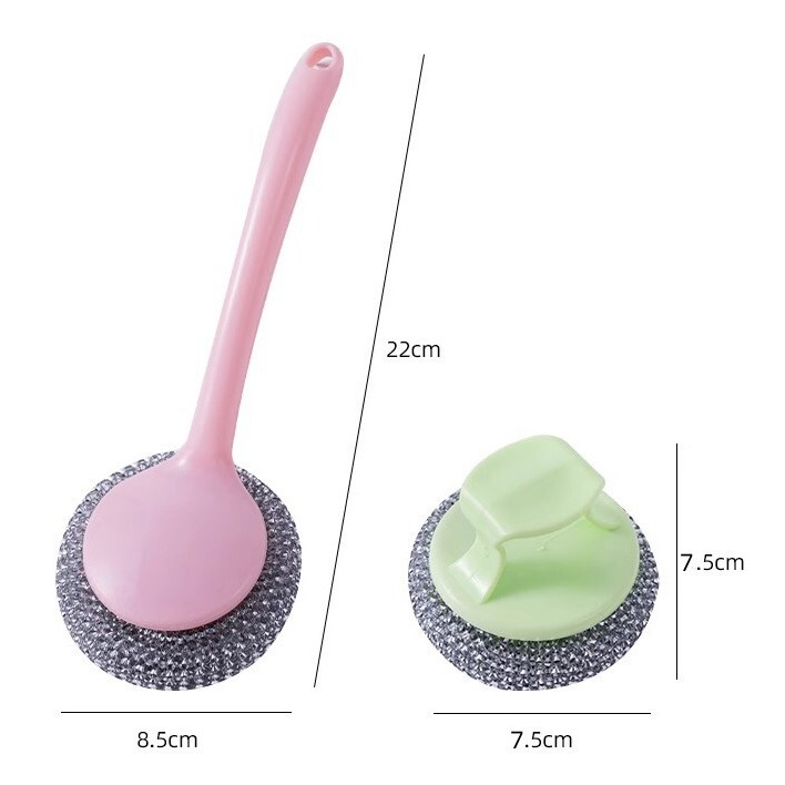 Removable and washable non-stick pot steel wire ball pet cleaning ball household pot washing does not hurt the pot pot brush with handle kitchen cleaning