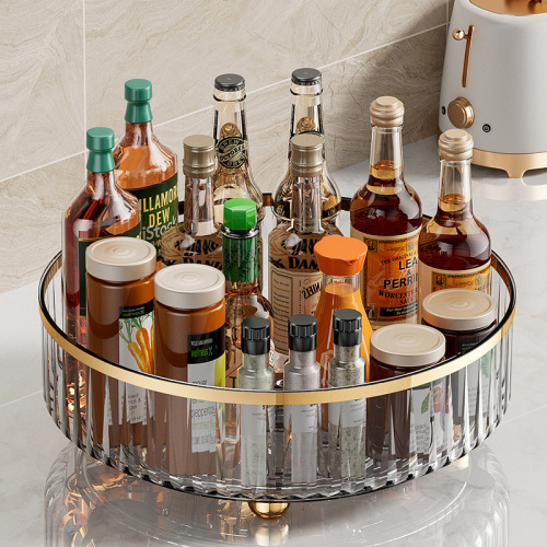 Light luxury rotating storage rack kitchen turntable transparent seasoning bottle seasoning rack living room desktop storage box