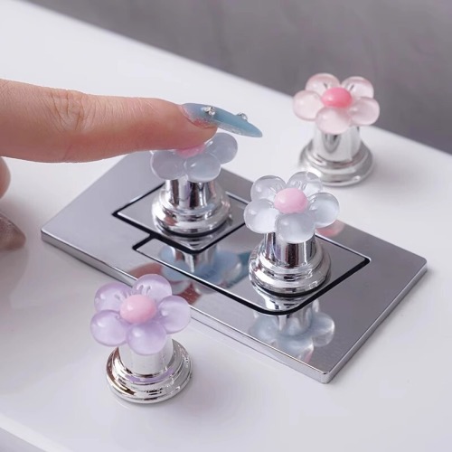 Cute flower toilet button for manicure, special bathroom water tank switch button, universal press, lid for flushing