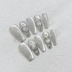 [Buccella] Wearing nails, handmade high-end silver cat-eye glass beads, Douyin’s popular removable nail stickers