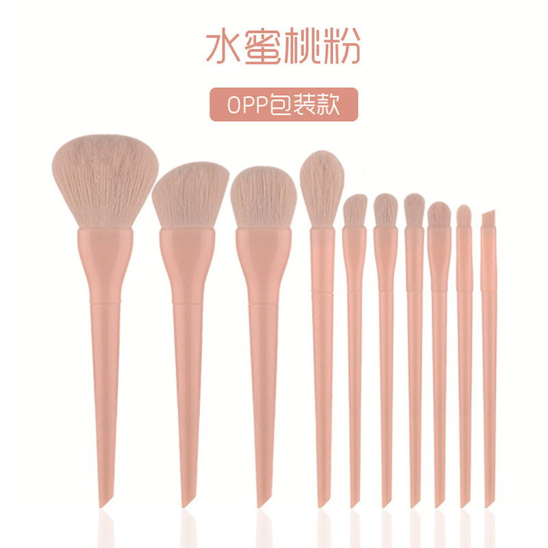Factory direct sales new candy-colored soft hair non-powder 10 makeup brush set macaron girl color full set loose