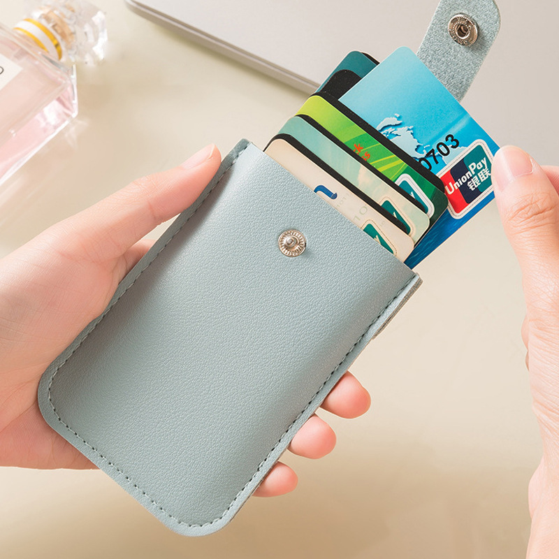 ins style PU leather stacked pull-out small card holder for men and women ultra-thin compact card holder ID card holder