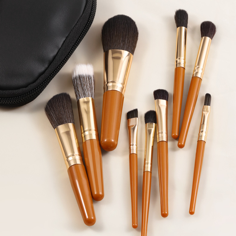 NOVO mini multi-function 9 makeup brushes eye shadow brush contour brush blush set brush non-slip easy to hold travel size