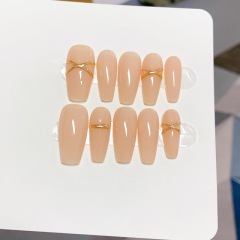 Oatmeal latte pure handmade wearable nails fake nail patch finished product simple nude color high-end temperament wearable nails