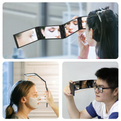 Four-fold makeup mirror DIY beauty portable makeup mirror portable folding mirror multi-angle four-fold mirror four-way mirror