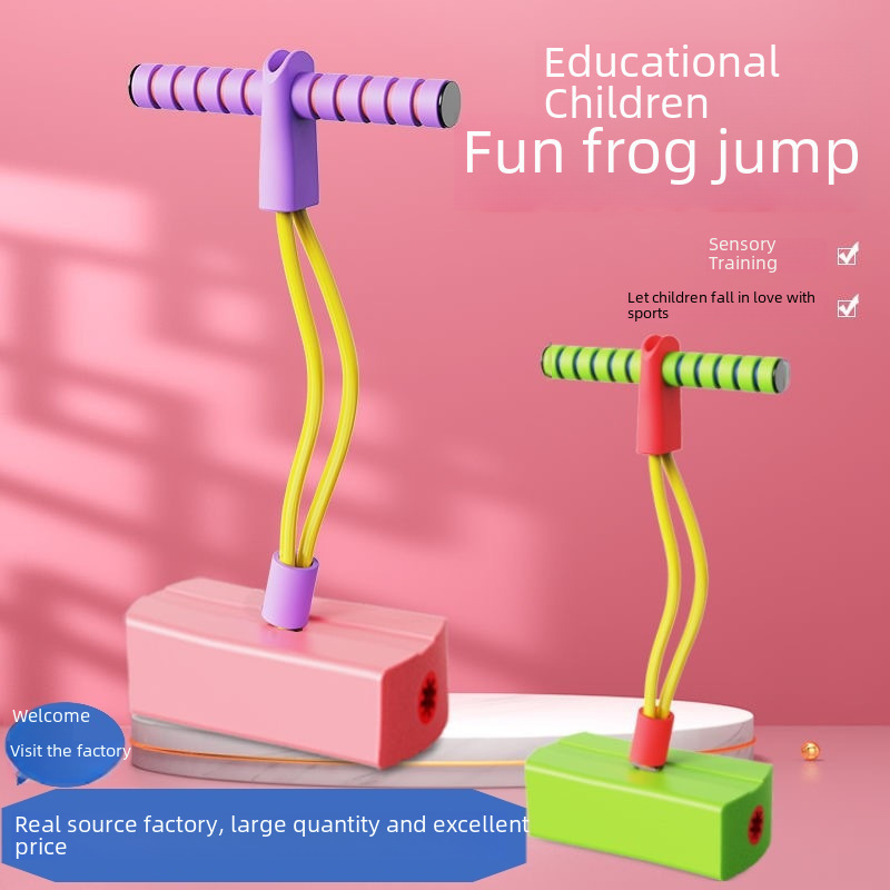 Source production flash children's audio frog jumping toy baby bouncing pole ball doll jumping sports toy