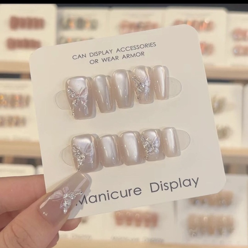 Shangchunshan's best-selling handmade cat eye therapy manicure, pure handmade wearable nails, whitening nails, short manicure products