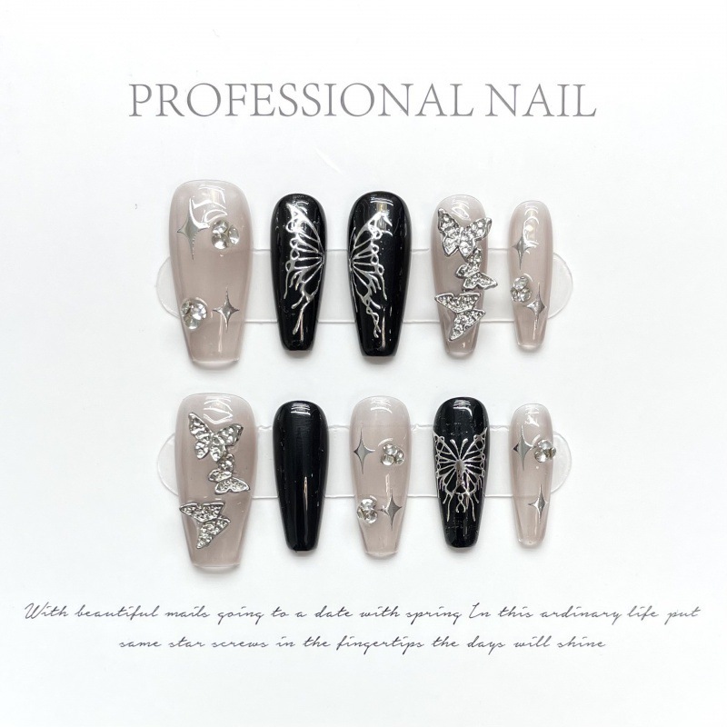 Hand-Weared Nails Liquid Butterfly | Hand-Weared Nails y2k Sweet Cool Hot Girl Dark Butterfly Blush Manicure
