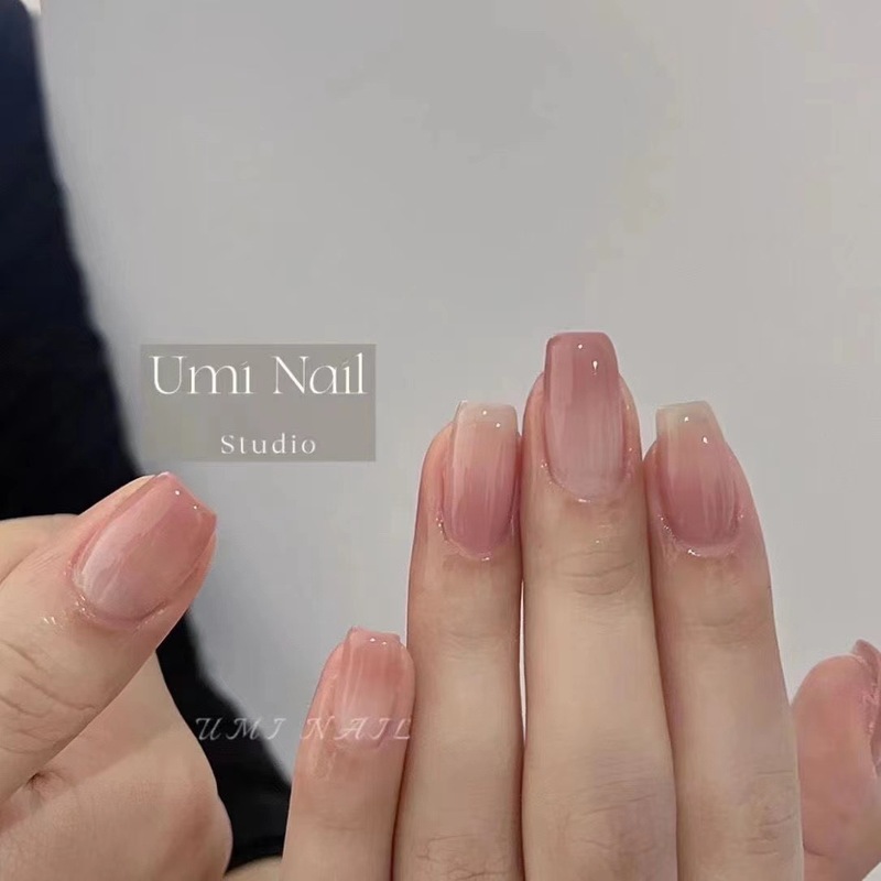 Hand-worn nail patches new style nail patch gradient peach ice nude color whitening Xiaohongshu popular light therapy