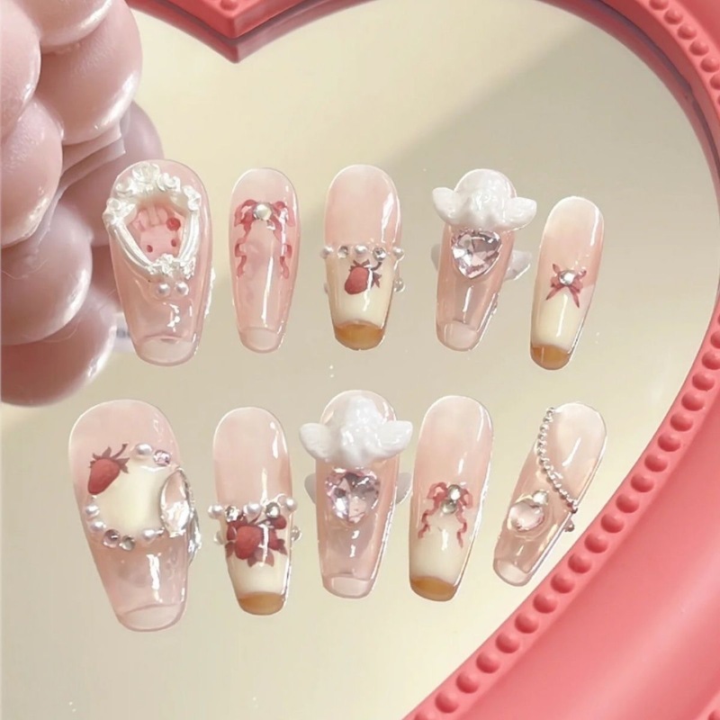 [Alice Afternoon Tea] Gentle temperament and pure desire hand-painted bunny wearing nail phototherapy removable finished manicure