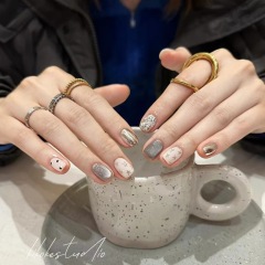 Purely handmade wearable nails, Japanese style ins style nails, cat eye magic mirror, daily short nails, sequins, wearable nails, wholesale