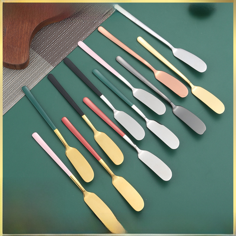 Cross-border 304 stainless steel butter knife Korean long-handled jam knife greased cheese bread knife butter knife decorating knife