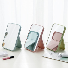 High-definition folding makeup mirror, portable desktop vanity mirror, square dormitory student desktop small mirror