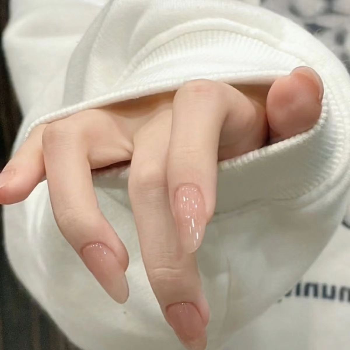Handmade wearable nails Zhen Huan's same solid color nude manicure finished patch wearable nails fake nails long-lasting and removable