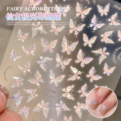 New Butterfly Nail Art Stickers Fairy Gentle Wearable Decorative Accessories 3D Laser Shell Nail Art Stickers Wholesale
