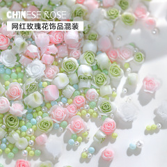 New manicure accessories mixed with Internet celebrities, smudged three-dimensional rose roses, camellias, pearls, manicure and diamond jewelry wholesale