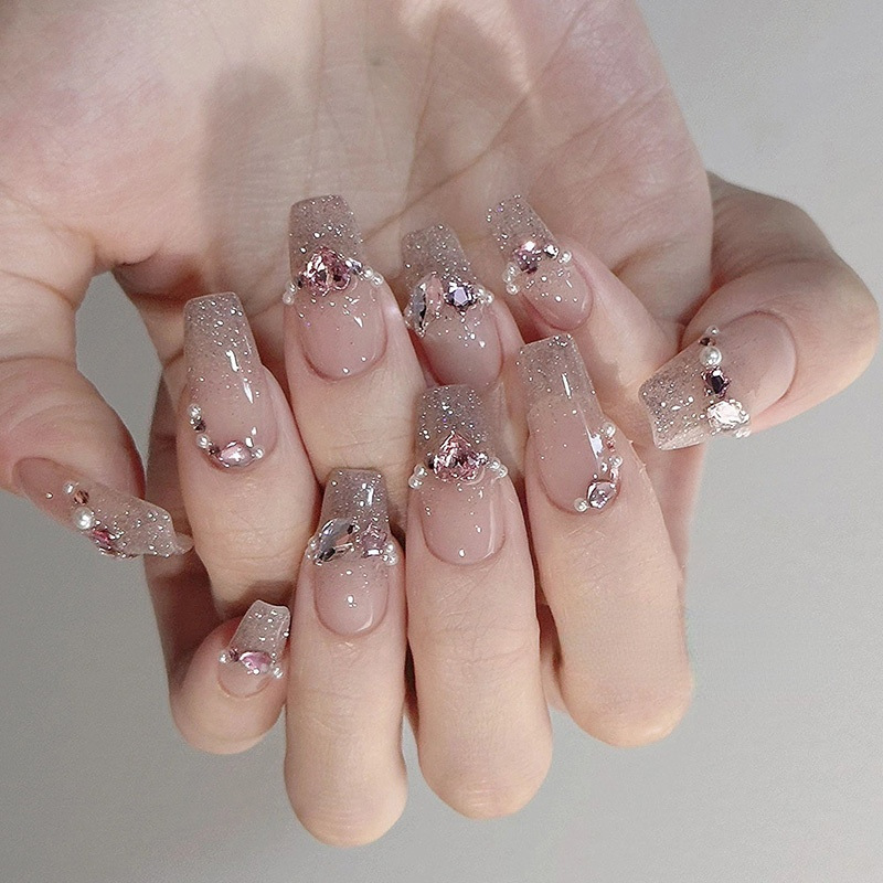 French style wearable manicure, high-end niche, whitening handmade manicure, Internet celebrity hot new style bridal nail patch